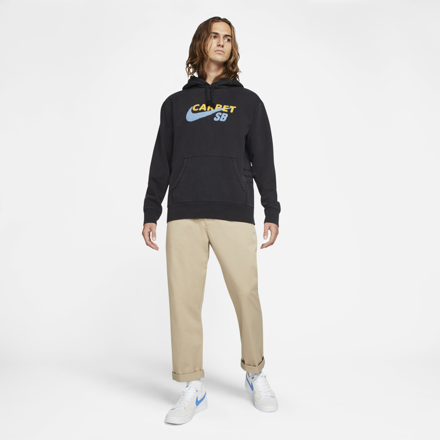 Nike SB x Carpet Company Fleece Skate Hoodie Black Black Speed Yellow