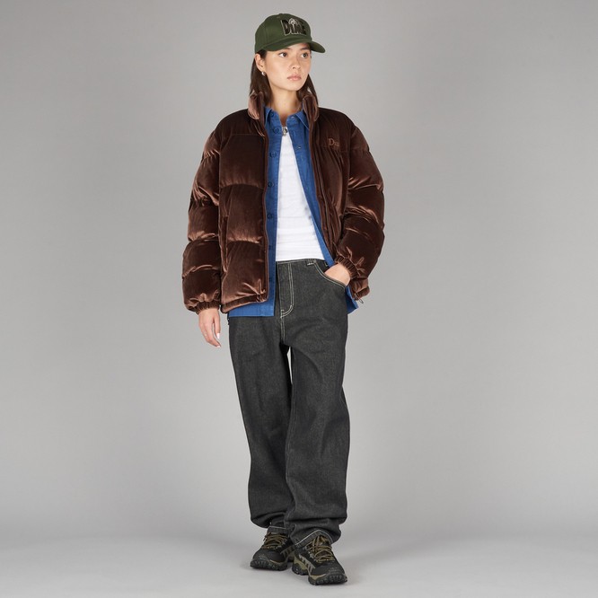 Dime Velvet Quilted Puffer (Espresso)