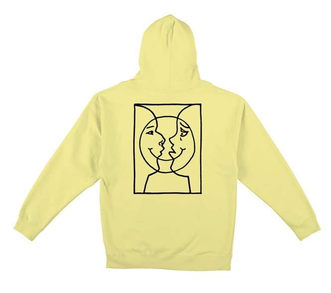 Krooked Moon Smile Raw Hoodie (Light Yellow)