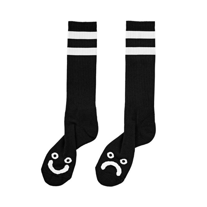 POLAR SKATE CO. SOCKS HAPPY SAD CLASSIC SOCK (BLACK/WHITE)