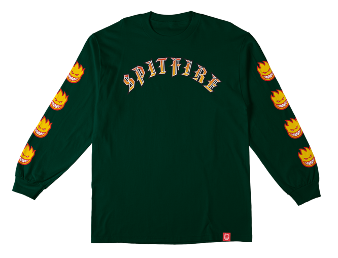 Spitfire Wheels Old E Bighead Fill Longsleeve (Forest Green/Gold/Red)