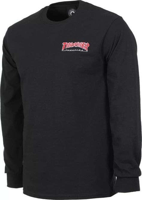 Thrasher Embroidered Outlined Longsleeve (Black)