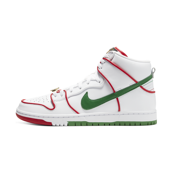 Nike SB Dunk High Premium Shoes (White / University Red / Classic Green)