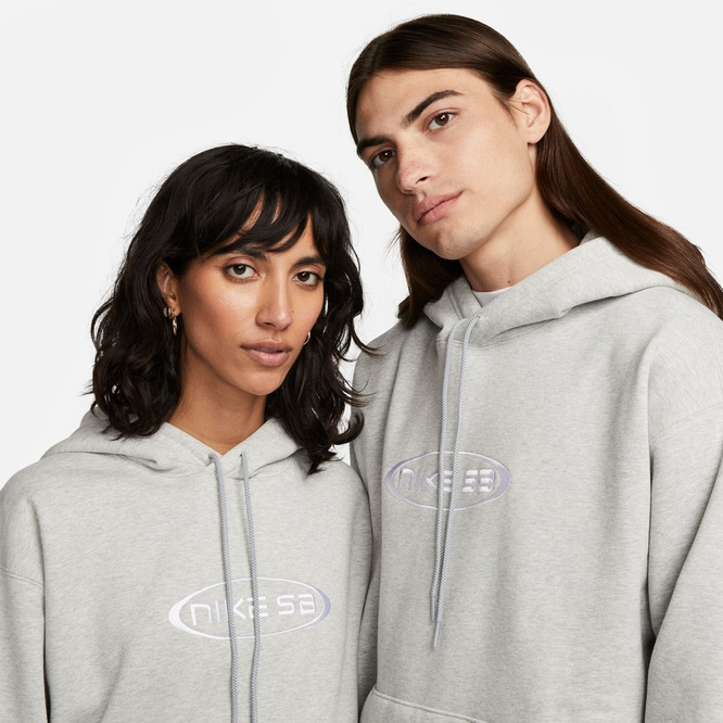 Nike SB Fleece Pullover Skate Hoodie (Grey Heather / White)