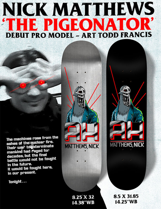 Antihero Skateboards Matthews The Pigeonator (Black) 8.5" x 31.8"