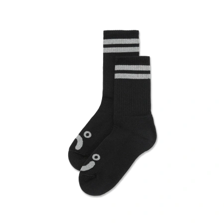 Polar Skate Co. Happy Sad Rib Socks (Black / Heather Grey)
