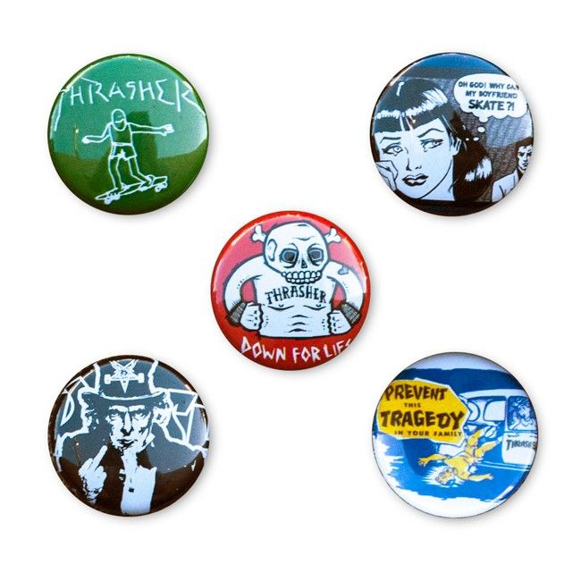 THRASHER USUAL SUSPECTS PINS 5-PACK