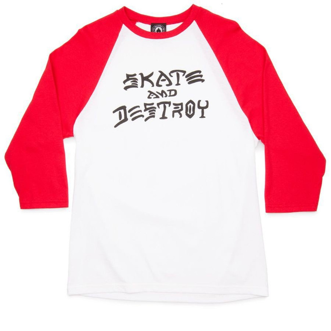 LONGSLEEVE 3/4 THRASHER SKATE &amp; DESTROY RAGLAN (WHITE/RED)