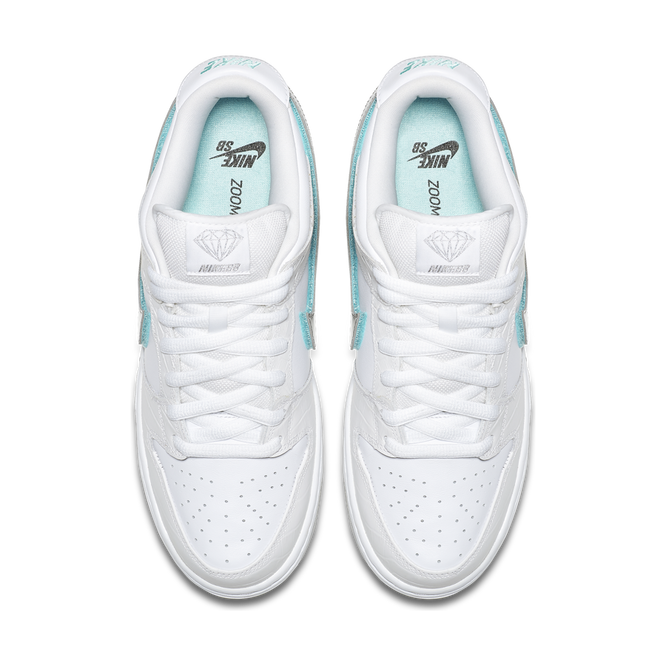 NIKE SB X DIAMOND ZOOM DUNK LOW PRO OG QS SHOES (White / Chrome / Tropical)
