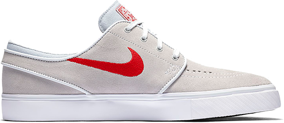 Nike SB Zoom Stefan Janoski shoes (Pure Platinum / University Red)