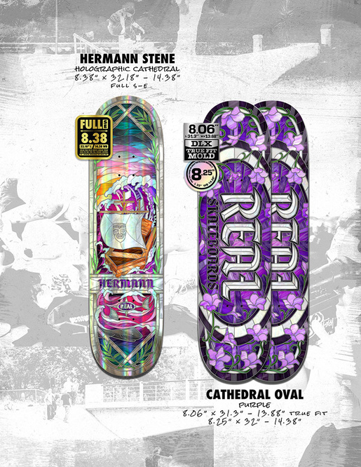 Real Skateboards Herman Stene Holographic Cathedral 8.38" x 32.18