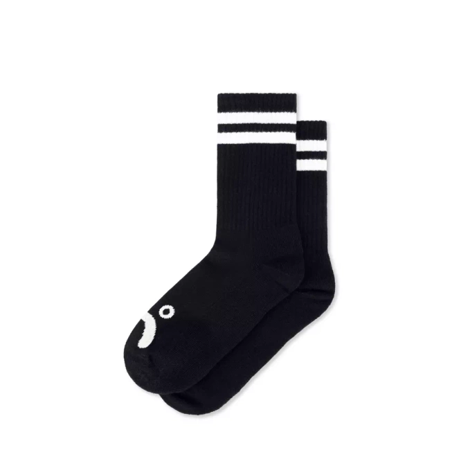 Polar Skate Co. Happy Sad Rib Socks (Black)