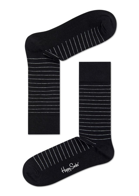 Happy Socks Black / White Thin Stripe socks