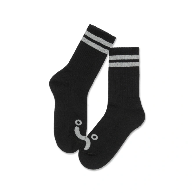 Polar Skate Co. Happy Sad Rib Socks (Black / Heather Grey)