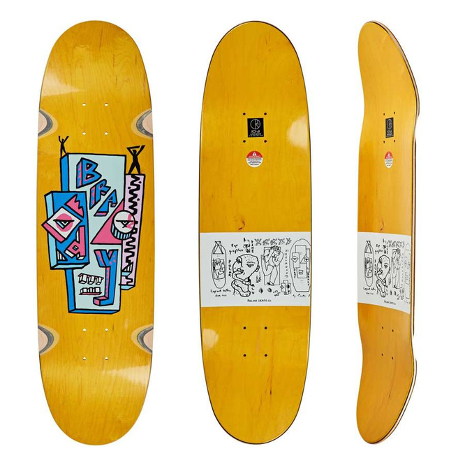 Deska Polar Skate Co. Dane Brady Skyscaper (Yellow Veneer) (WHEEL WELLS) (FOOTBALL Special Shape)