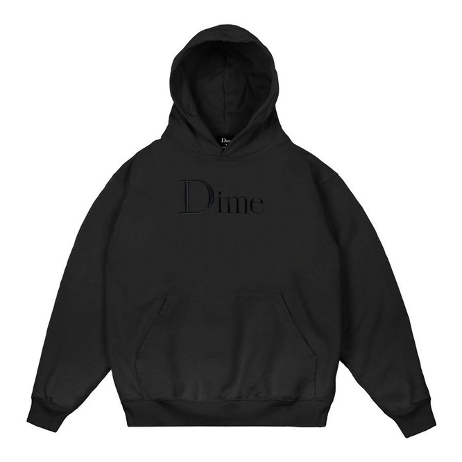 Dime Classic Logo Embroidered Hoodie (Black)