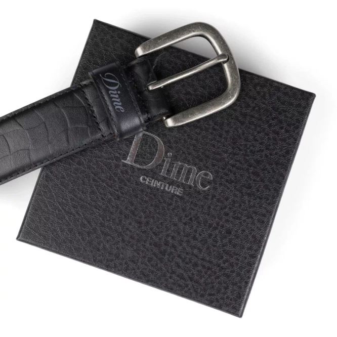 Dime Checkered Leather Belt (Black)