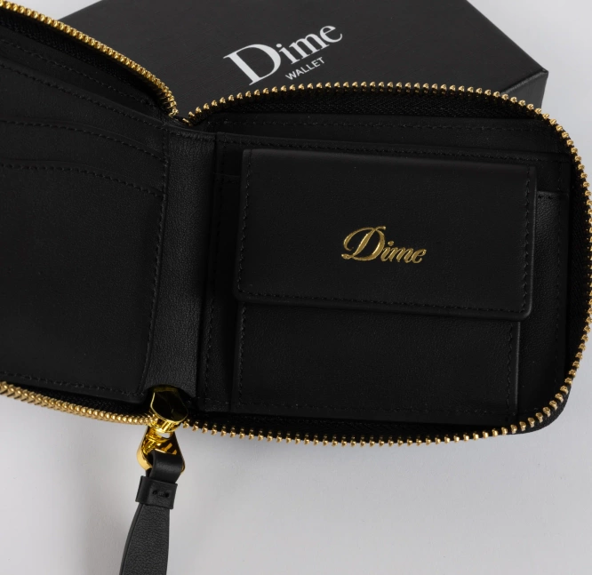 Dime Cursive Zip Wallet (Black)