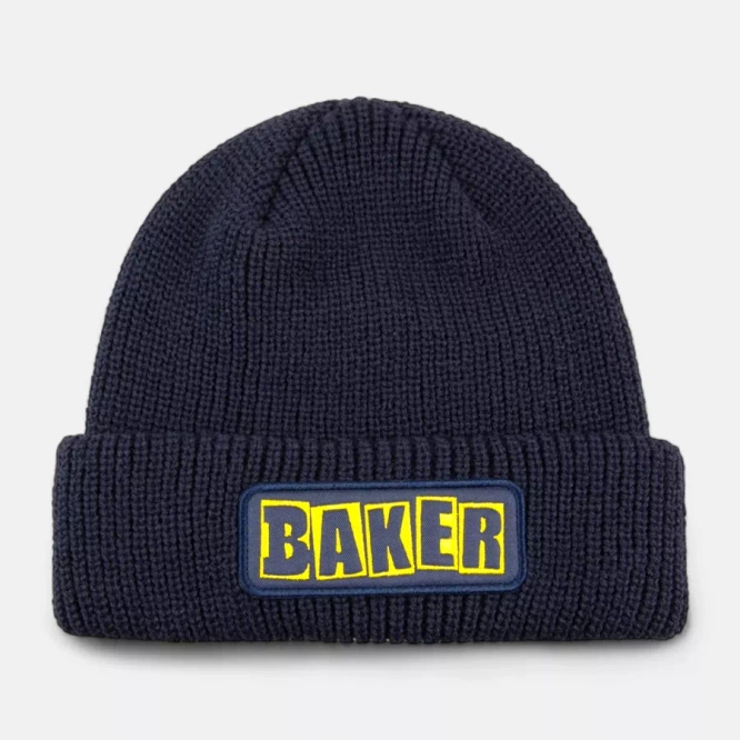 Baker Skateboards Brand Logo Beanie (Navy / Yellow)