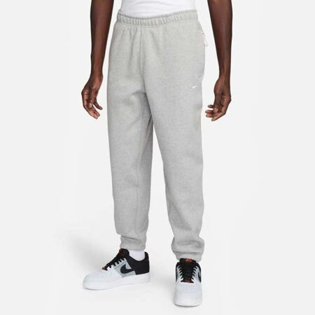 Nike Solo Swoosh Fleece Pants (Dark Grey Heather / White)