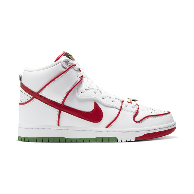 Nike SB Dunk High Premium Shoes (White / University Red / Classic Green)