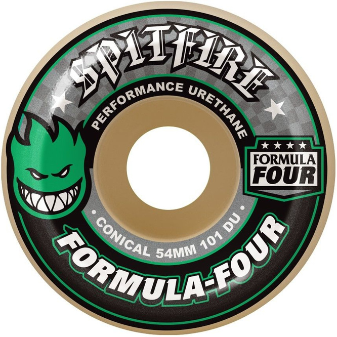 SPITFIRE FORMULA FOUR GREEN PRINT CONICAL WHEELS 101DU 52 MM