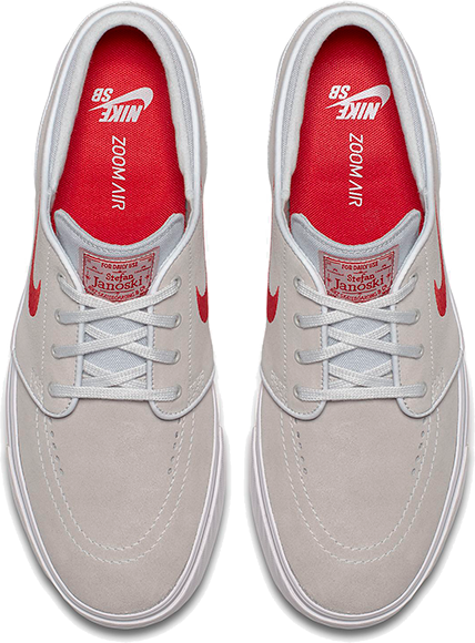 Nike SB Zoom Stefan Janoski shoes (Pure Platinum / University Red)