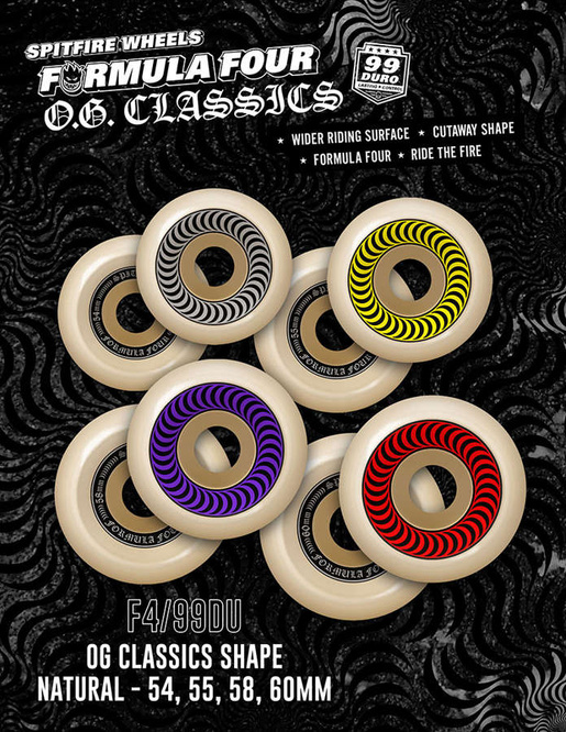 Spitfire Wheels Formula Four OG Classics (Silver) 99DU 54 mm wheels