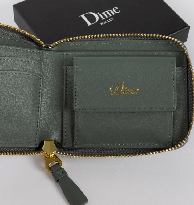 Dime Cursive Zip Wallet (Slate Green)