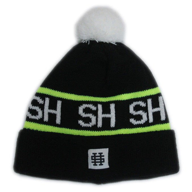 SH Store black pompom winter hat with inscription