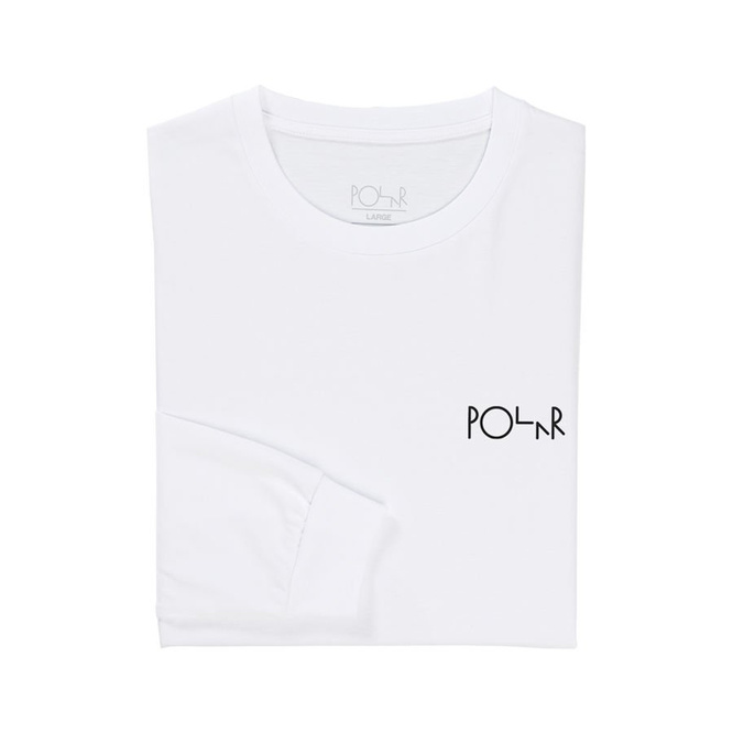 POLAR SKATE CO. LONG SLEEVE T-SHIRT. FILL LOGO LS TEE (WHITE/BLACK)