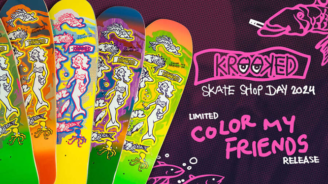 Deska Krooked Skateboarding Skateshop Day 2024 Color My Friends (Hand Numbered) 9.81" x 32.06"