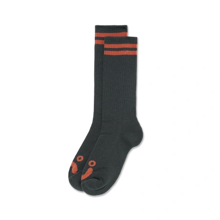 Polar Skate Co. Happy Sad Long Rib Socks (Graphite / Orange)