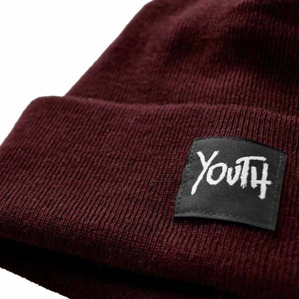 YOUTH SKATEBOARDS OG LOGO PLAIN BEANIE WINTER HAT (BURGUNDY)