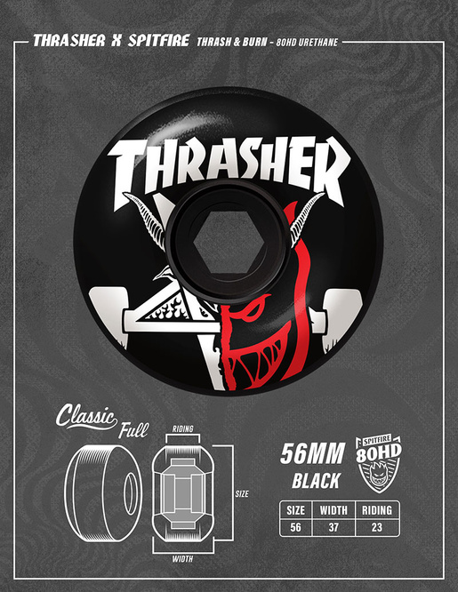 Spitfire Wheels x Thrasher 80HD Classic Full (Black) 56 mm