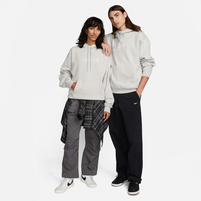 Nike SB Fleece Pullover Skate Hoodie (Grey Heather / White)