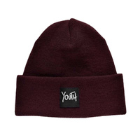 YOUTH SKATEBOARDS OG LOGO PLAIN BEANIE WINTER HAT (BURGUNDY)
