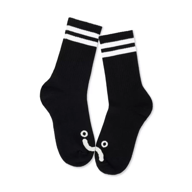 Polar Skate Co. Happy Sad Rib Socks (Black)