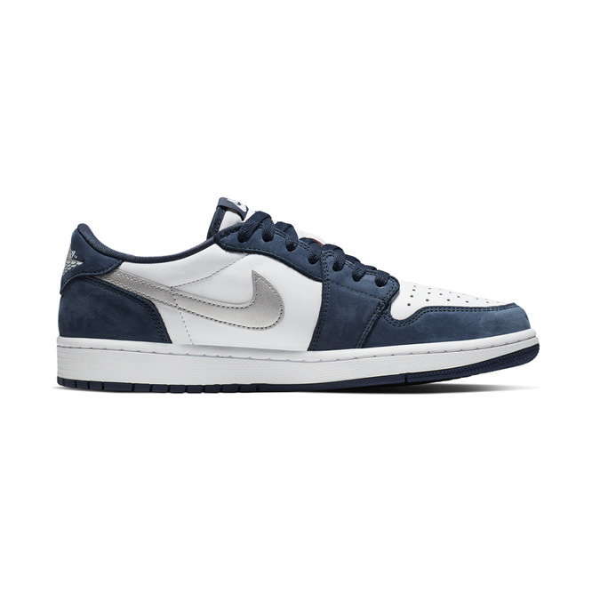 Nike SB Air Jordan 1 Low shoes (Midnight Navy / Metallic Silver / White)