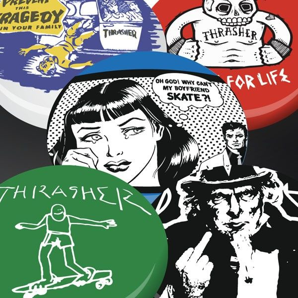 THRASHER USUAL SUSPECTS PINS 5-PACK