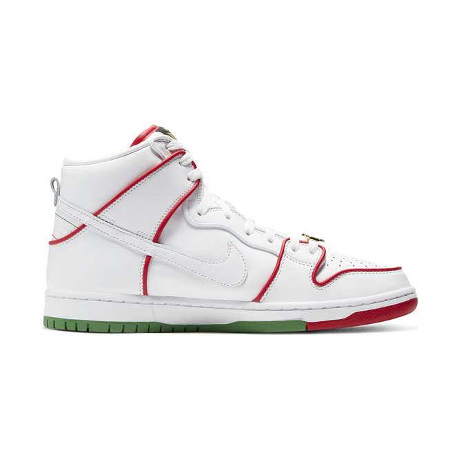 Nike SB Dunk High Premium Shoes (White / University Red / Classic Green)