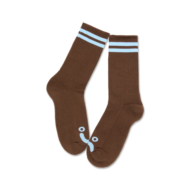 Polar Skate Co. Happy Sad Rib Socks (Brown / Blue)