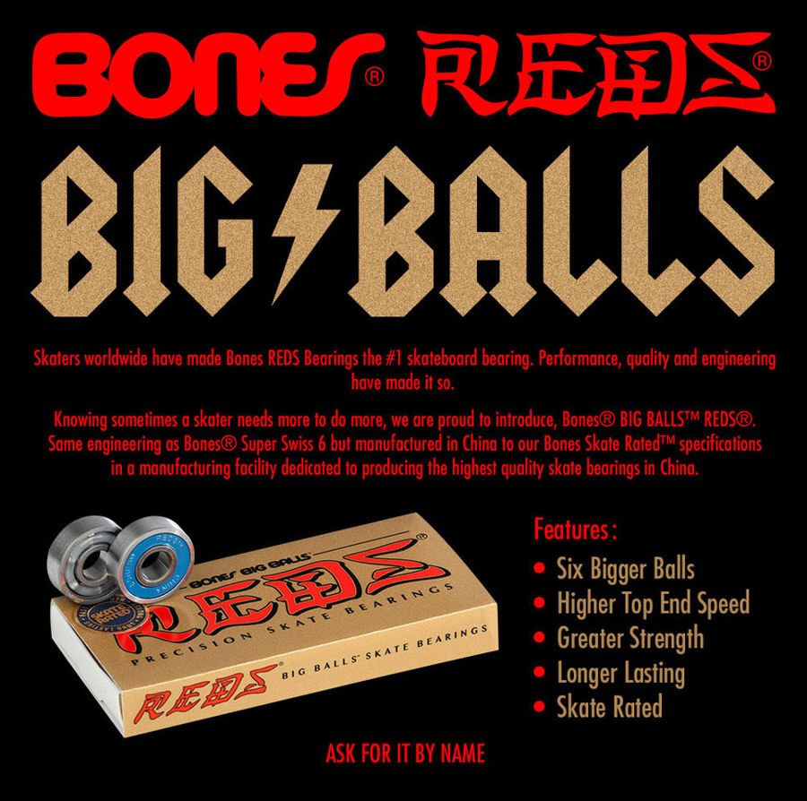 Łożyska Bones® BIG BALLS™ REDS® Skateboard Bearings (8 pack)