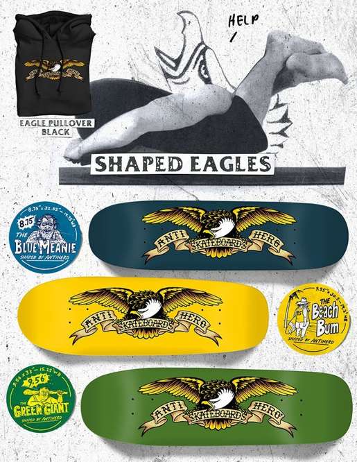 Antihero Skateboards Shaped Eagle (The Beach Bum) 9,55" x 30,5"