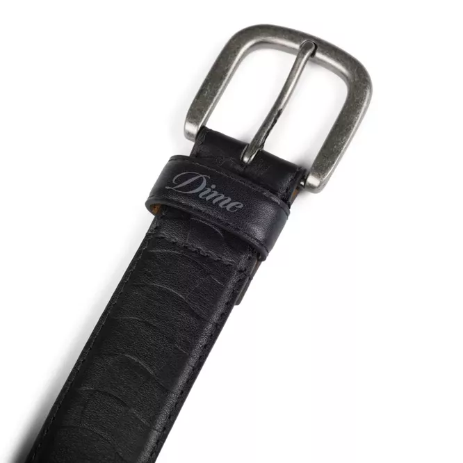 Dime Checkered Leather Belt (Black)