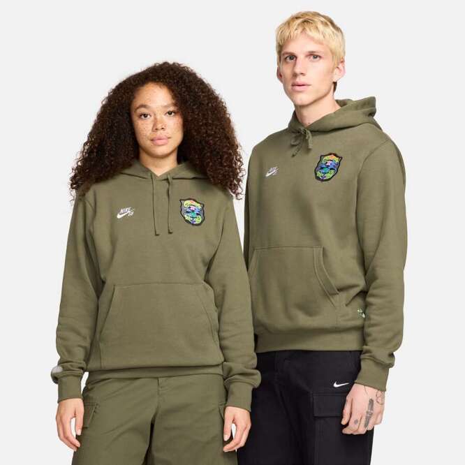 Nike SB Federation Agnostic Skate Hoodie (Medium Olive / White)