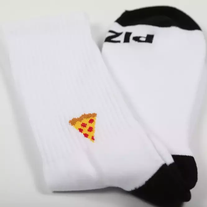 Pizza Skateboards Emoji Socks (White)