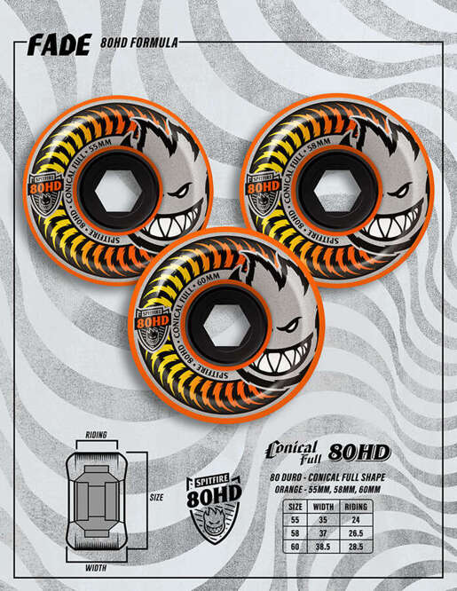 Spitfire Wheels 80HD Fade (Orange) Conical Full